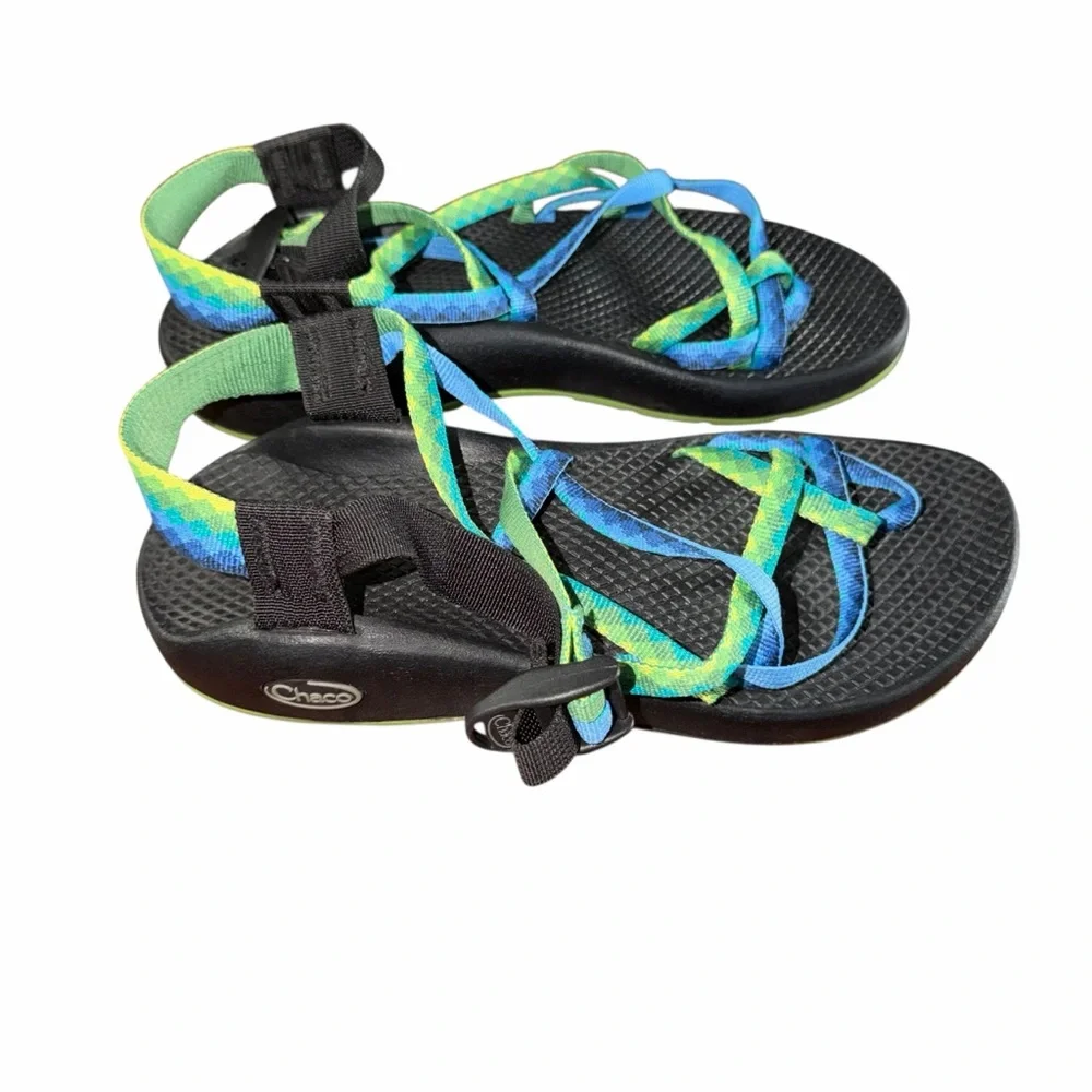 Chaco ZX2 Classic Sandals Women’s 7 Blue Green Toe Loop Hiking Outdoor